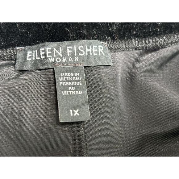 Eileen Fisher Velour Pant Womens Size 1X Black Leggings High Rise Stretch Velvet - Picture 3 of 9